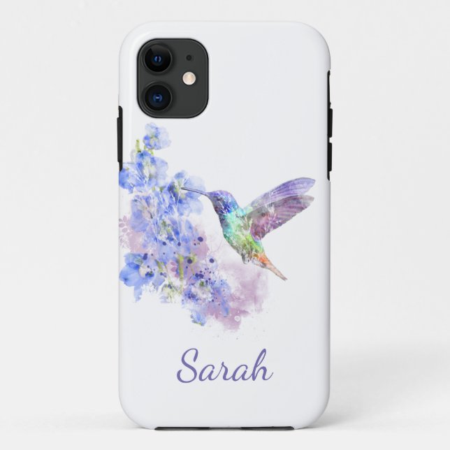 Watercolor Hummingbird Bird  Art Customize Case-Mate iPhone Case (Back)