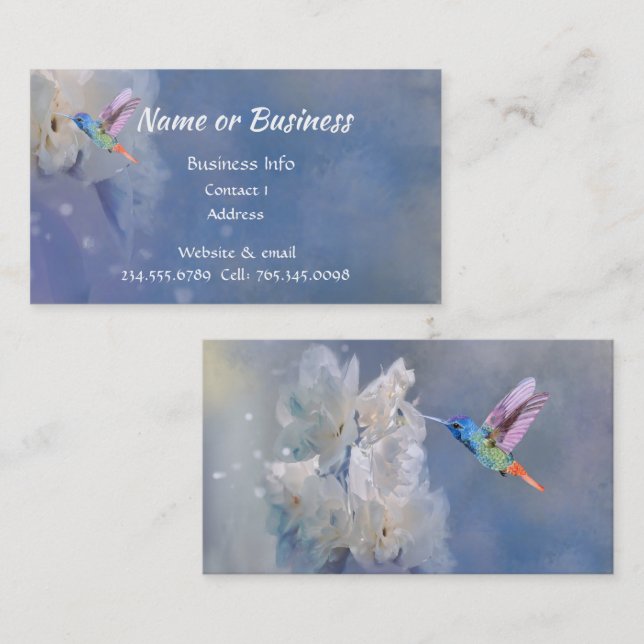 Watercolor Hummingbird Bird, Nature, Wildlife Business Card (Front/Back)