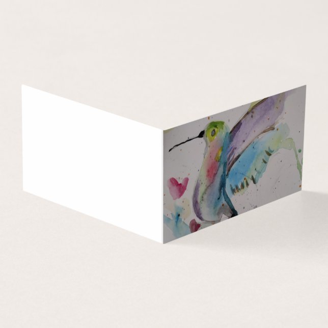 Watercolor Hummingbird Blank Card (Outside)