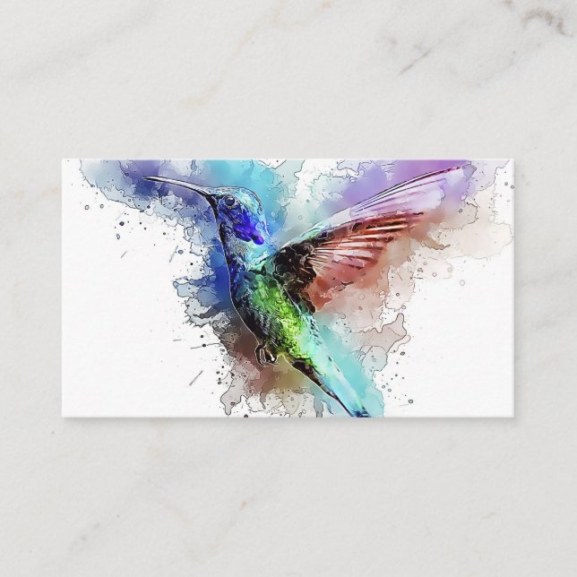 Watercolor Hummingbird Business Card (Front)
