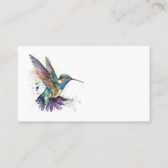 Watercolor Hummingbird Business Cards (Front)