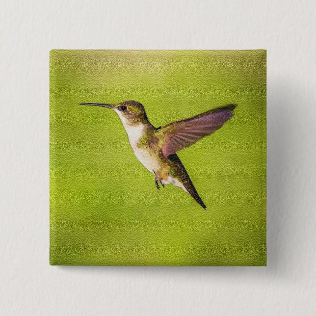 Watercolor Hummingbird Button (Front)