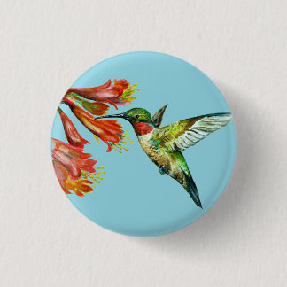 Watercolor Hummingbird Button