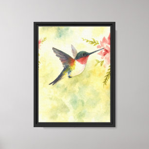 Watercolor Hummingbird Canvas Wall Art Print
