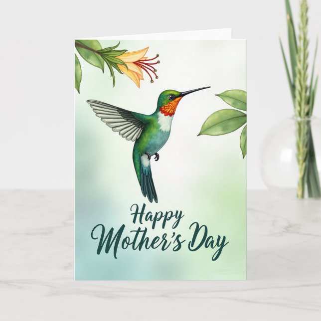 Watercolor Hummingbird Card (Front)