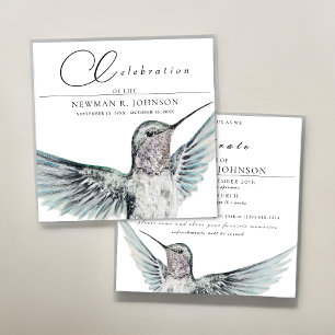 Watercolor Hummingbird Celebration of Life Invitation