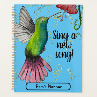 Watercolor Hummingbird Christian Planner
