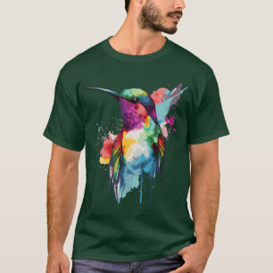 Watercolor Hummingbird Colorful Bird Watcher frien T-Shirt