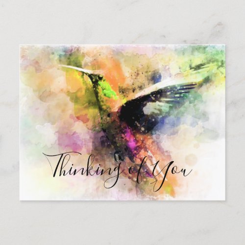 Watercolor hummingbird custom postcard