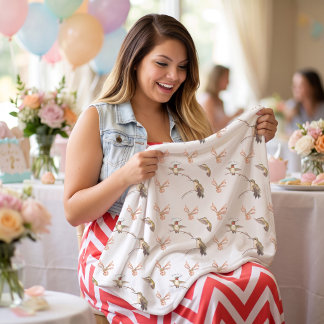 Watercolor Hummingbird Floral Baby Birth Stats  Blanket