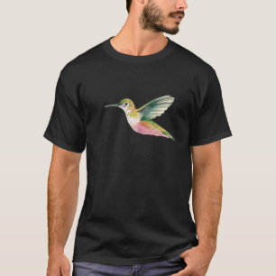 Watercolor Hummingbird Flying Design T-Shirt