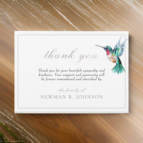 Watercolor Hummingbird Funeral Memorial Thank You