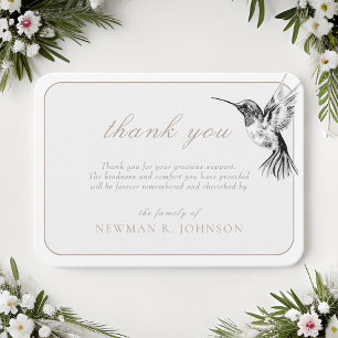 Watercolor Hummingbird Funeral Memorial Thank You Note Card