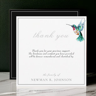 Watercolor Hummingbird Funeral Memorial Thank You Note Card