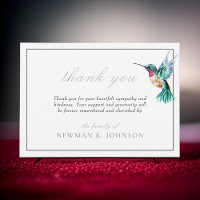 Watercolor Hummingbird Funeral Memorial Thank You