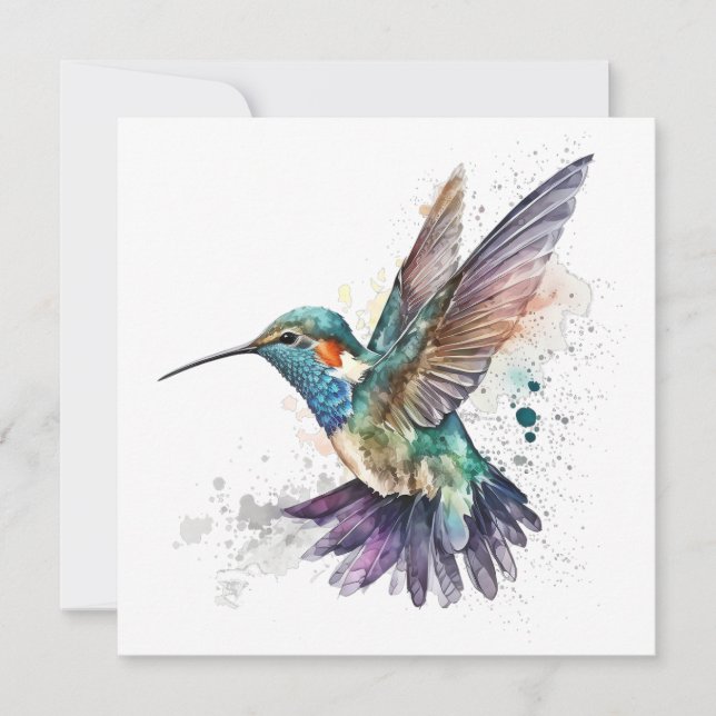Watercolor Hummingbird Greeting Card (Front)