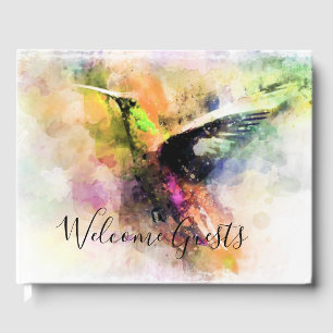 Watercolor hummingbird guest book