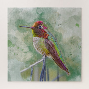 Watercolor Hummingbird III Canvas Print Acrylic Pr Jigsaw Puzzle