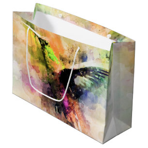 Watercolor hummingbird large gift bag