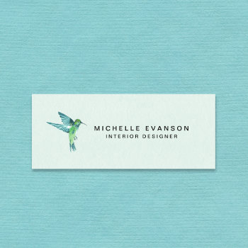 Watercolor Hummingbird Logo Professional Elegant Mini Business Card by whimsydesigns at Zazzle