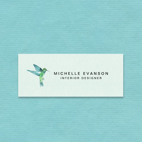 Watercolor Hummingbird Logo Professional Elegant Mini Business Card