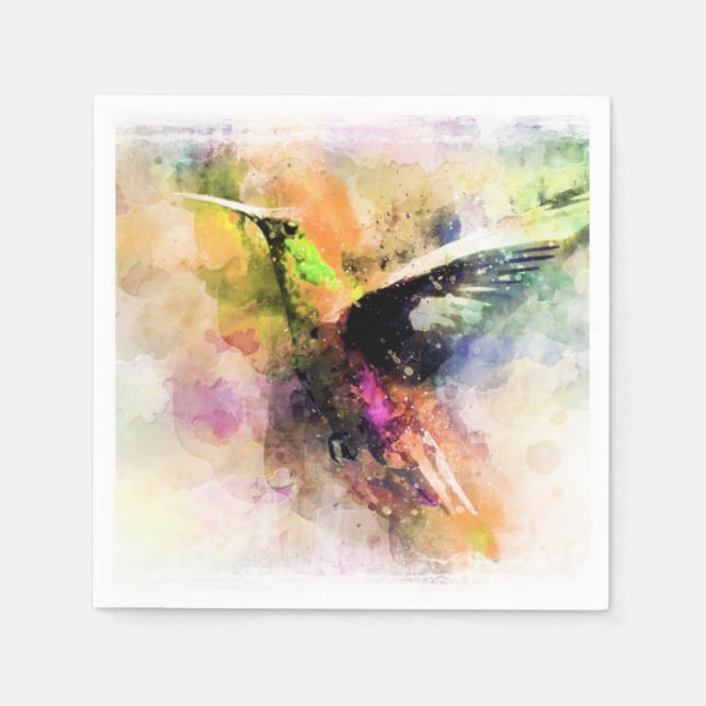 Watercolor hummingbird  napkins (Front)