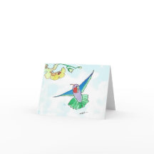 Watercolor Hummingbird Note Card/Envelope