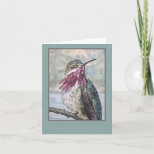 Watercolor Hummingbird note cards. Original art Note Card