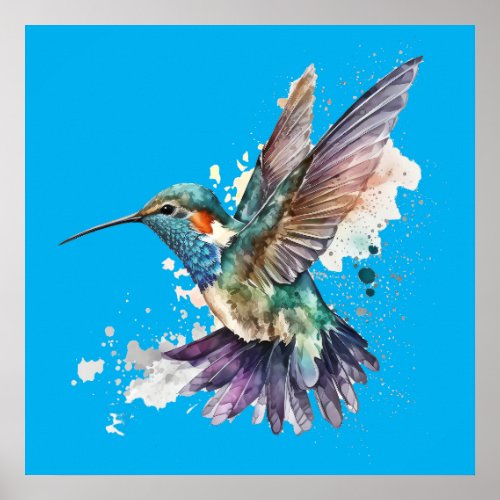 Watercolor Hummingbird Poster