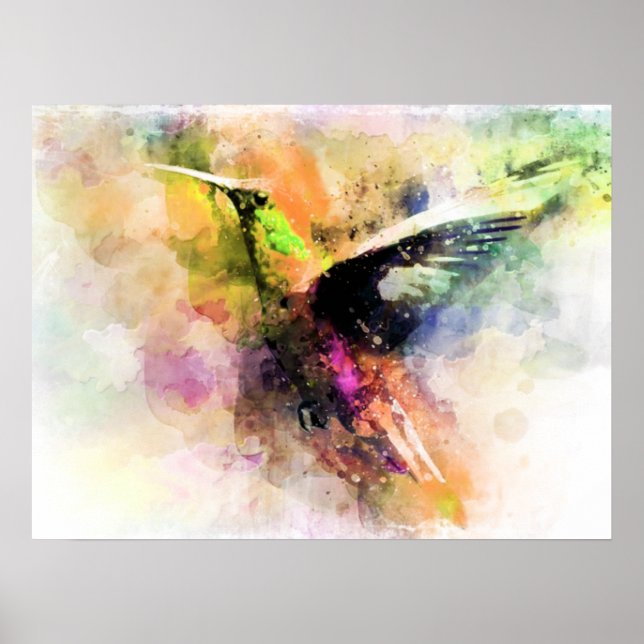 Watercolor hummingbird  poster (Front)