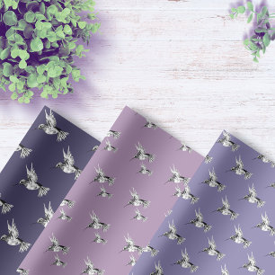 Watercolor Hummingbird Purple Lilac Wrapping Paper Sheets
