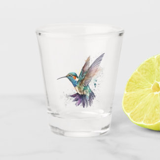 Watercolor Hummingbird Shot Glass