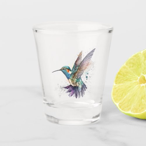Watercolor Hummingbird Shot Glass