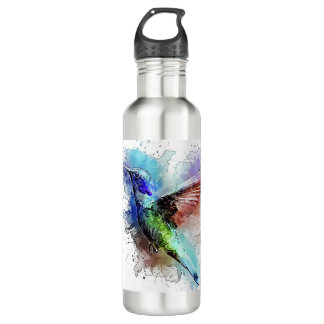 Watercolor Hummingbird Stainless Steel Water Bottle