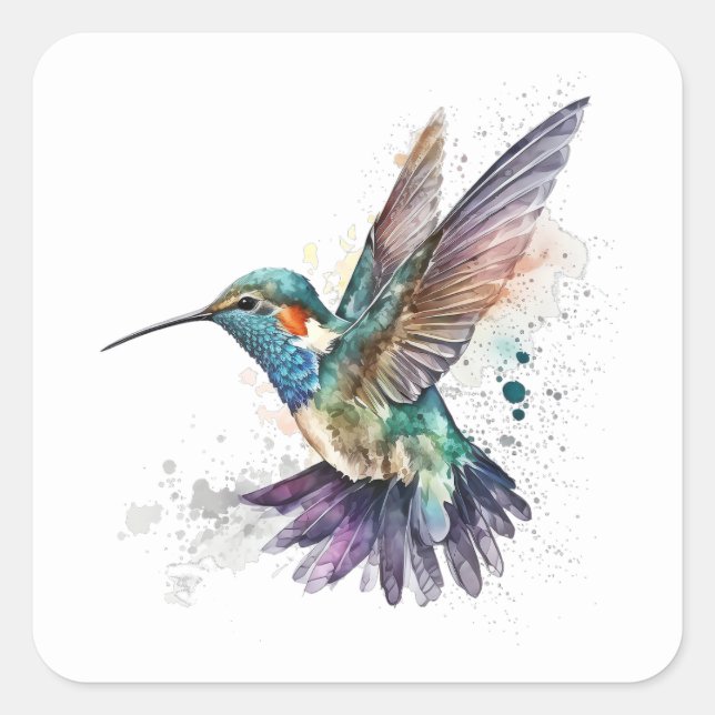 Watercolor Hummingbird Stickers (Front)