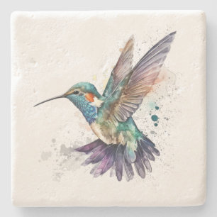 Watercolor Hummingbird Stone Coaster