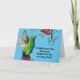 Watercolor Hummingbird Teacher Card