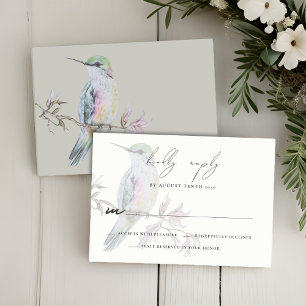 Watercolor Hummingbird Wedding RSVP Response Card