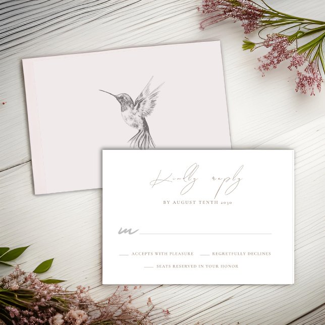 Watercolor Hummingbird Wedding RSVP Response Card (Creator Uploaded)