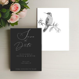 Watercolor Hummingbird Wedding Save the Date Card