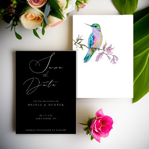 Watercolor Hummingbird Wedding Save the Date Card