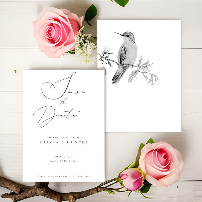 Watercolor Hummingbird Wedding Save the Date Card (Creator Uploaded)