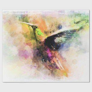 Watercolor hummingbird wrapping paper