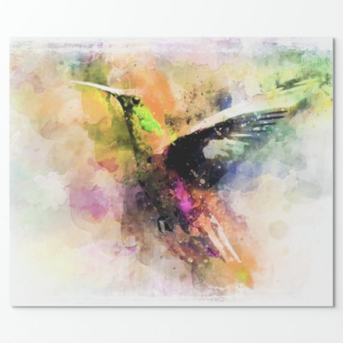 Watercolor hummingbird  wrapping paper