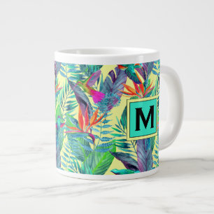 Watercolor Hummingbirds   Add Your Initial Large Coffee Mug