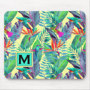 Watercolor Hummingbirds   Add Your Initial Mouse Pad