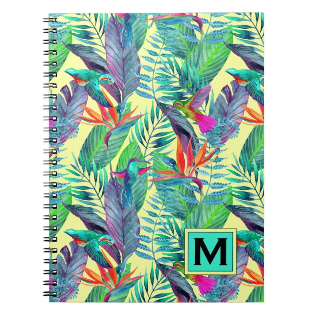 Watercolor Hummingbirds | Add Your Initial Notebook (Front)