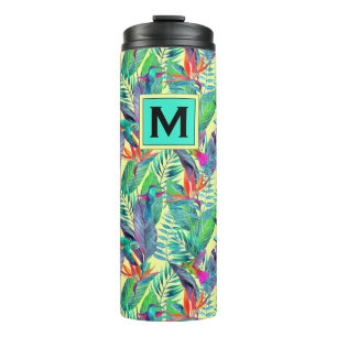 Watercolor Hummingbirds Add Your Initial Thermal Tumbler