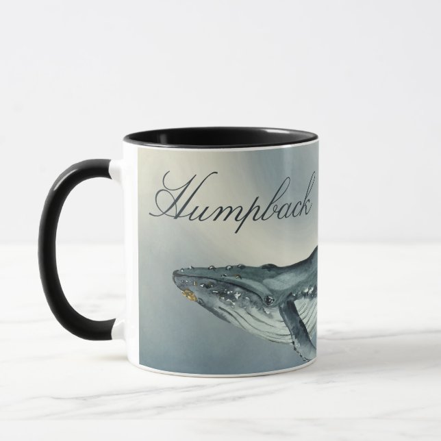 Watercolor Humpback Whale, Megaptera Novaeangliae Mug (Left)