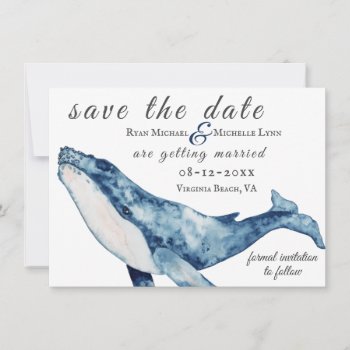Watercolor Humpback Whale Nautical Beach Wedding Save The Date by TheBeachBum at Zazzle